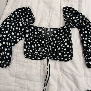 Reformation Black and White Polka Dot Women's crop Top